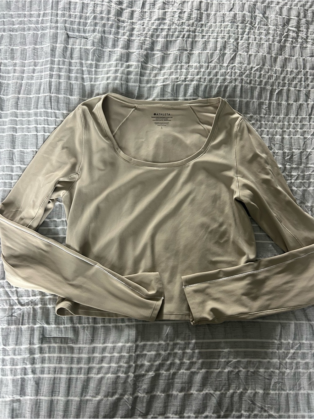 Athleta Long Sleeve Scoop Neck Top in Light Taupe